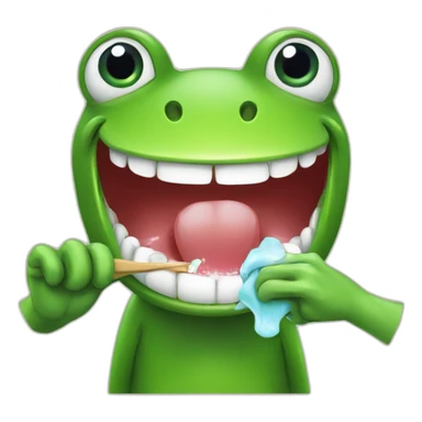 Frog brushing teeth sticker