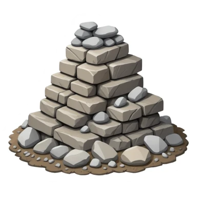 construction site with a pile of stones forming the base of a building sticker