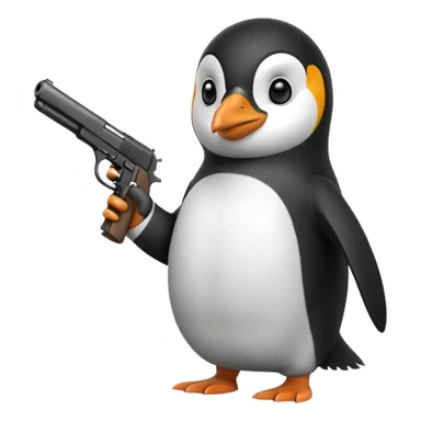 Penguin with a gun sticker