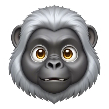 Cinematic Cute mountain Gorilla Portrait Emoji, Head tilted playfully and inquisitively, with a robust build accented by a striking silver mane and round, sparkling eyes full of gentle charm, Simplified yet irresistibly adorable features, highly detailed, glowing with a warm, friendly jungle glow, high shine, affectionate and lively, stylized with a touch of endearing primate whimsy, soft glowing outline, capturing the essence of a mischievous yet loving mountain that feels like it could lumber out of the screen into your arms! sticker