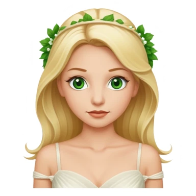 blonde haired green eyed bride in ivory gown with spaghetti straps sticker