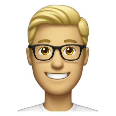 Handsome  blond man with short hair and persol glasses and grin sticker