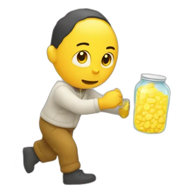 Someone stealing a jar of yellow water  sticker