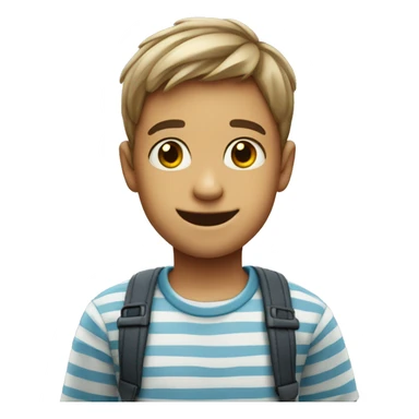 smiling boy in striped shirt sticker