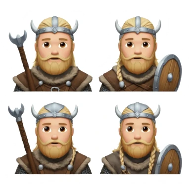 bana kick yayınları için sakallı sarışın viking abonelik rozeti oluştur 1. seviye olanın ekipmanları tahta olsun 2. seviye olanınkiler gümüş olsun 3. seviyeler savaşçı gibi görünsün 4. seviyeler berzerker gibi görünsün  sticker