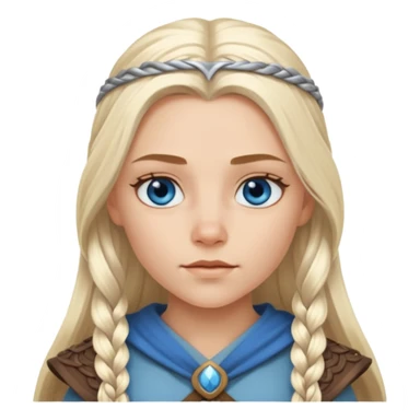 Viking platinum blonde girl with long hair and forelocks, blue eyes. sticker