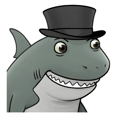 Shark with a top hat sticker