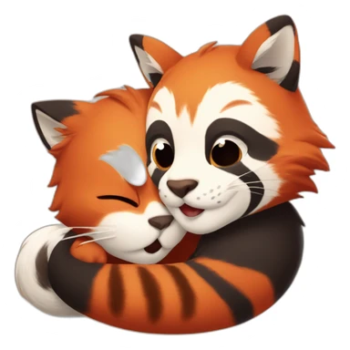 cat-cuddling-with-red-panda sticker