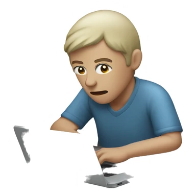 Sick person in front of a laptop sticker