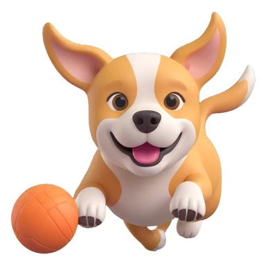 dog chasing ball in forrest, close up pose sticker