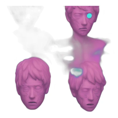 Vaporwave person, half person face half zombie face sticker