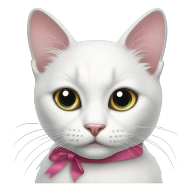 white cat with ribbon sticker