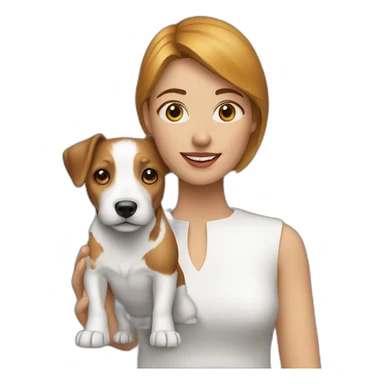 woman with jack russel white sticker