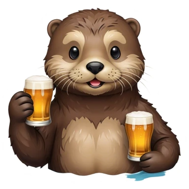 a beer-drinking sea otter sticker