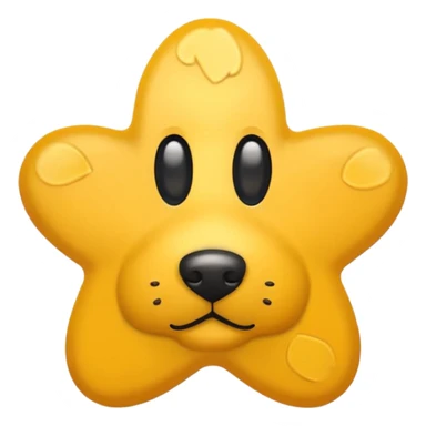 yellow star with a dog paw print in the center, classic emoji look sticker