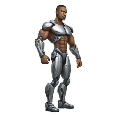 muscular cyborg, cyberpunk, neon lights sticker