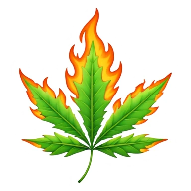 weed leaf with flames sticker