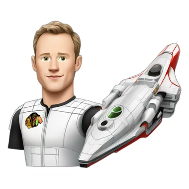 Fancy disco futuristic Jonathan Toews in spaceship sticker
