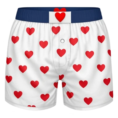 white men's boxer shorts with red heart print sticker