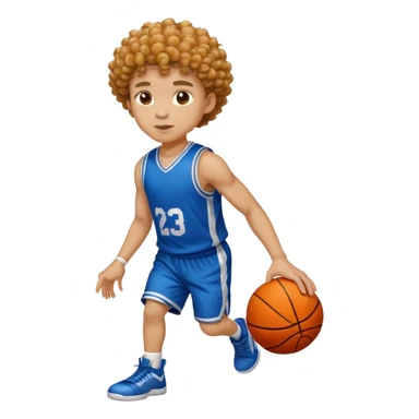 light skin boy playing basketball with curly hair sticker