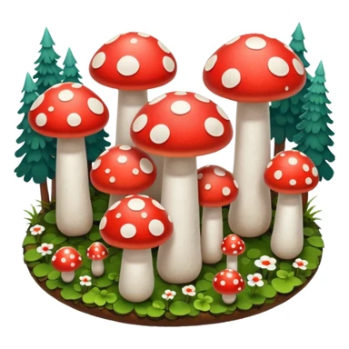 Isometric view mushroom forest sticker