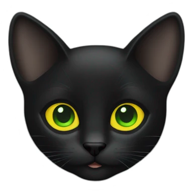 Black cat yellow green eyes sticker