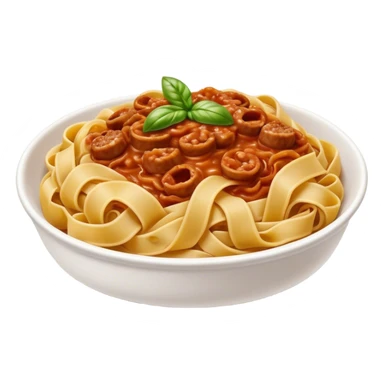 Cinematic Realistic Tagliatelle al Rag√π Dish Emoji, showcasing hand‚Äêcut pasta enveloped in a rich, slow‚Äêcooked meat sauce rendered with detailed textures and hearty, inviting lighting. sticker