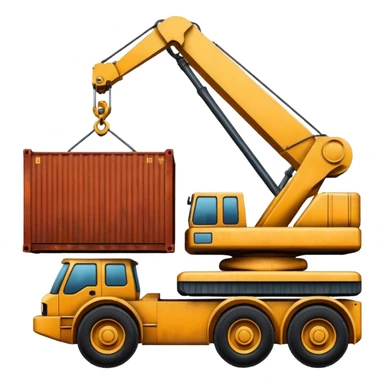Container being lifted by a large machine, import. sticker