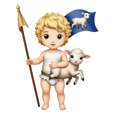 putto with a flag with a lamb painted on it sticker