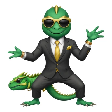 capitalist iguana banker godfather with black sunglasses breakdance no problem sticker