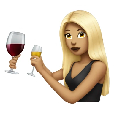 Blonde baddie drinking wine sticker