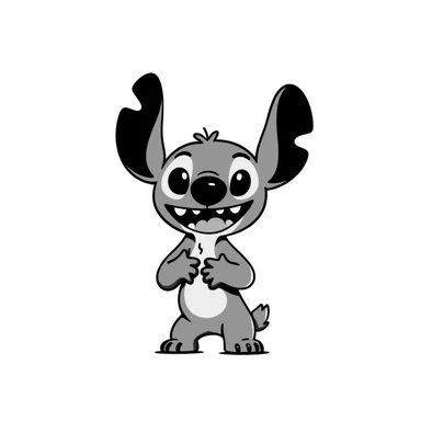 Stitch, the blue alien from Lilo & Stitch, hand-drawn doodle style sticker