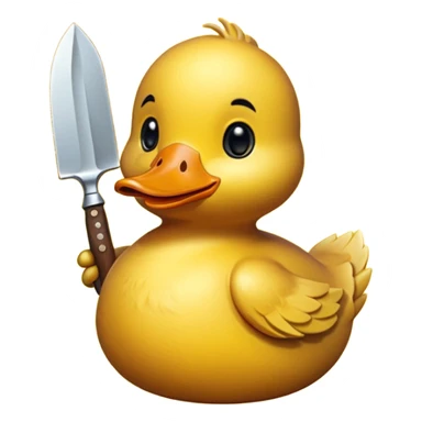 CREA UN PATO AMARILLO KAWAII SOSTENIENDO UN CUCHILLO sticker