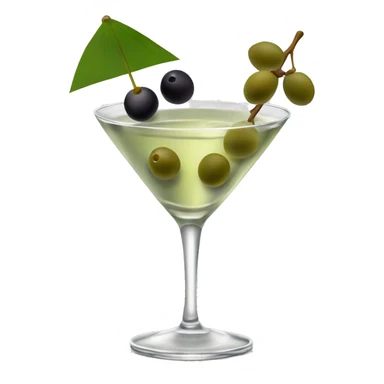 Dirty martini with olives on pick sticker
