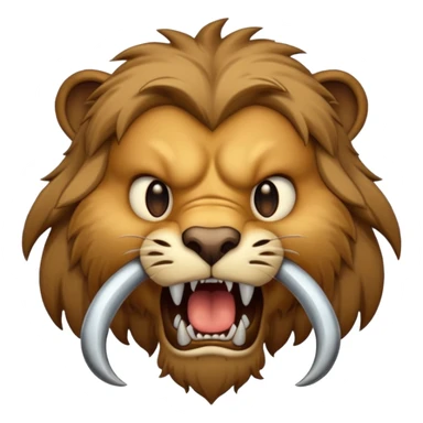 mammoth and saber tooth cat face sticker