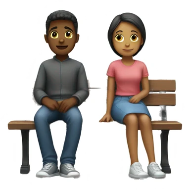 Girl and Boy sitting on a bench sticker