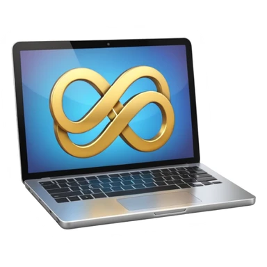 an infinity sign and a laptop with video sticker