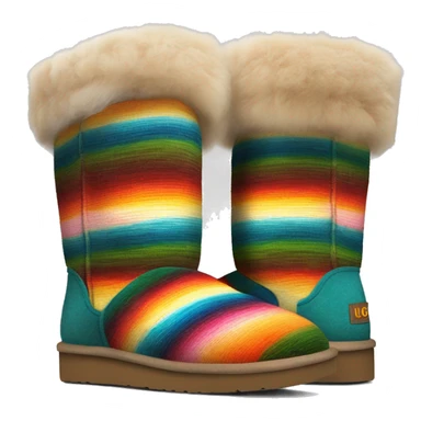 Realistic pair of serape Pattern fur Ugg boots with bows. sticker