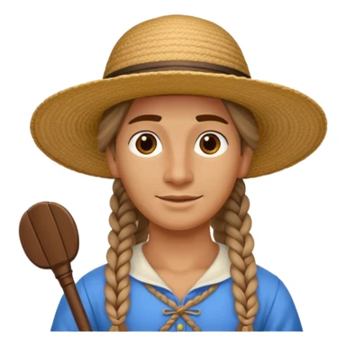 venice gondolier with long braided hair, iconic hat  sticker