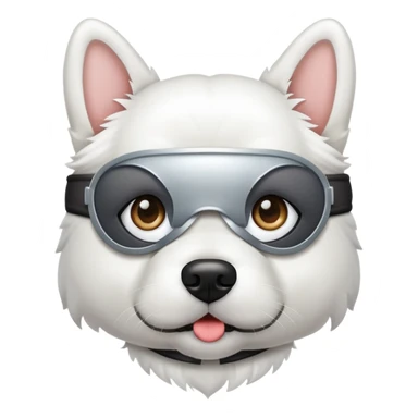 White dog wearing eyepatch sticker