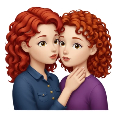 A girl with red hair kisses a girl with curly hair sticker