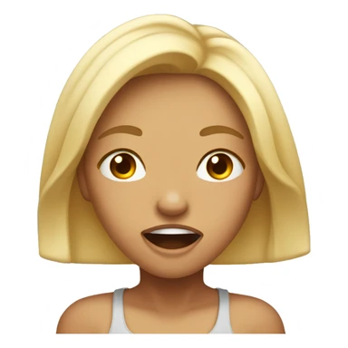 Tan girl with blonde hair standing up yawning sticker