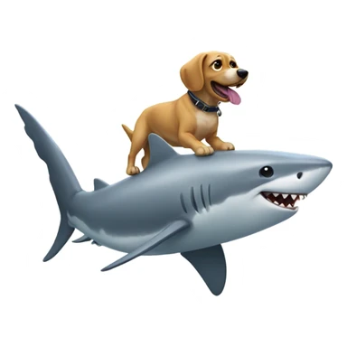 dog riding a shark with lazars sticker