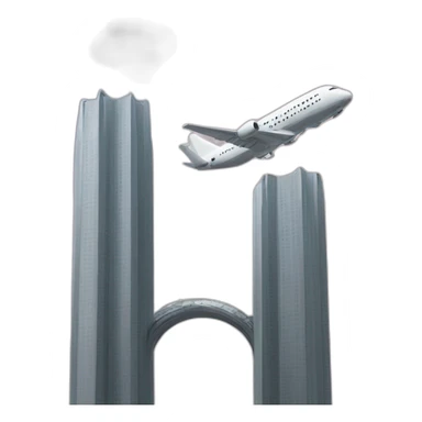 Plane flying in two similar towers sticker
