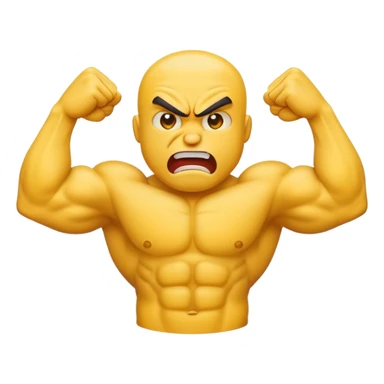 Angry emoji face with big arm muscles  sticker