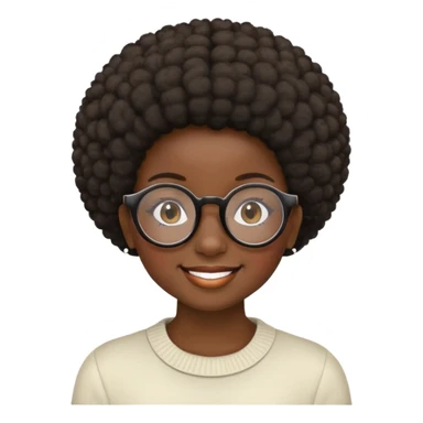 Girl showing happiness, dark skin, short afro, round glasses sticker