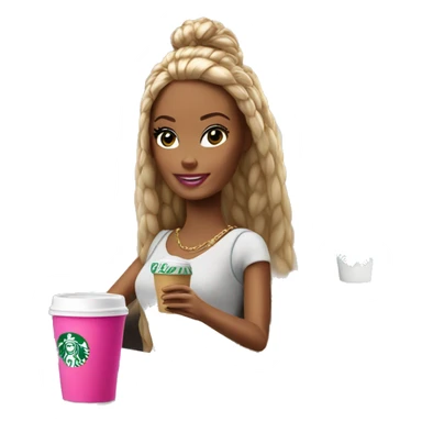 Barbie tomando starbucks sticker