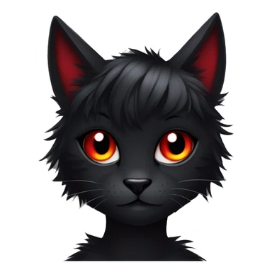 Anthro Edgy Cool Beautiful Black Cat-Fursona with Emo Hair-bangs with Red Streaks sticker