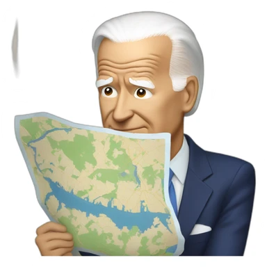 Joe Biden holding a map upside down sticker