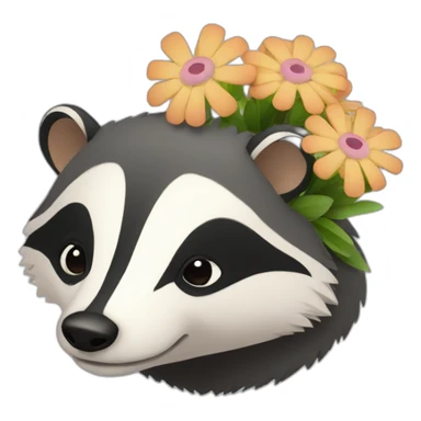 badger with a bunch of flowers sticker